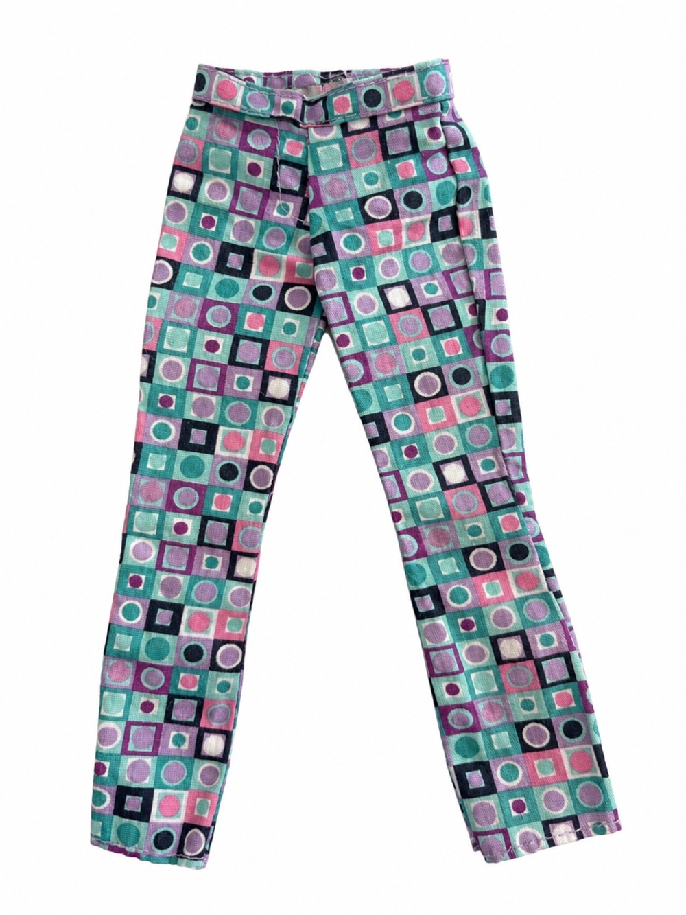Y2K Kitty Fun Barbie Doll Pants Squares Blue Purple